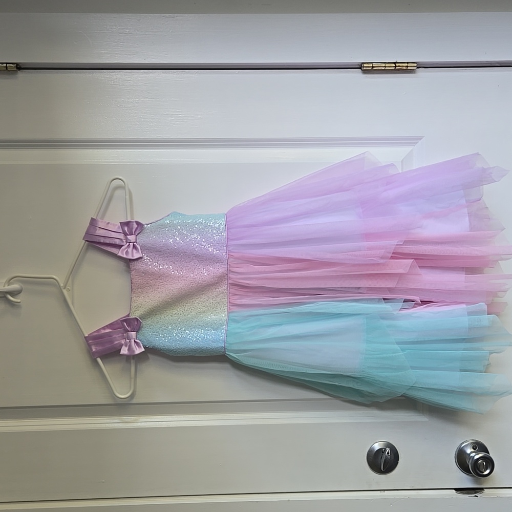 Pastel Rainbow Tulle Dress with Bows
